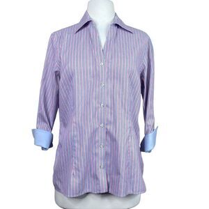 Lands' End Striped Button Front Shirt Size 10